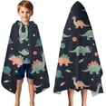 thumbnail image 3 of Dark Blue Dinosaurs Space Pattern Hooded Bath Towel，50"x30" for Ages 3 To 12 Kids, Quick Dry Lightweight Soft Microfiber Hood Beach Towel Cover Up for Kids, 3 of 7
