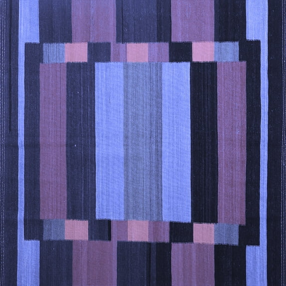 Ahgly Company Indoor Square Abstract Blue Contemporary Area Rugs, 4' Square