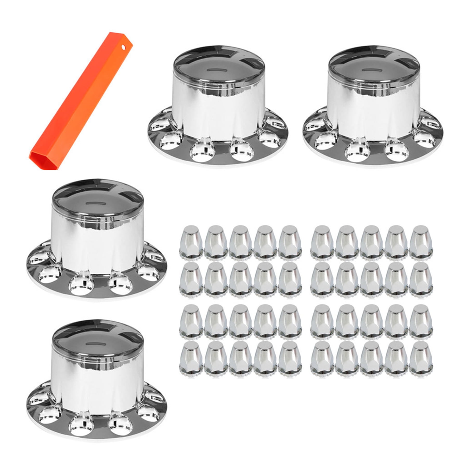 labwork Set of Chrome Front and Rear Axle Wheel Cover 33mm Screw-on Lug Nuts for 22.5 in & 24.5 in Semi Truck Wheels 