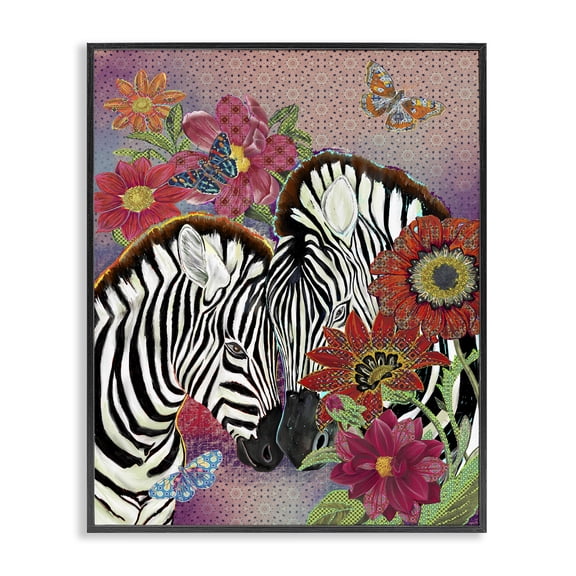 Stupell Industries Bohemian Loving Zebra Pair over Pink Arabesque Pattern Black Framed Giclee Art, 11 x 14, by Sangita Bachelet