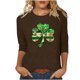 thumbnail image 3 of TaTaai Women St. Patrick's Print Crew Neck 3/4 Sleeve Black T-Shirt Loose Casual Top Ladies Spring Street Wear Lightweight Breathable Non-See-Through No Fading Soft Top Gift, 3 of 7