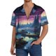 thumbnail image 1 of Balery Fantasy Landscape Starry Night Camisa Casual de Manga Corta con Botones para Hombre, Texturizada, Estilo Cubano, para Playa, Verano-Large, 1 of 5