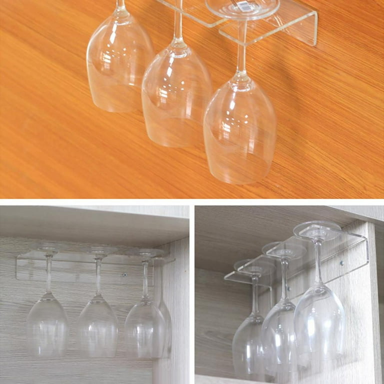  Hexsonhoma Champagne Wall Holer for Party 50, Clear Acrylic  Wall Mounted Wine Glass Holder, Under Cabinet Wine Glass Holder Rack (6  Glasses 2 Pack) : Home & Kitchen