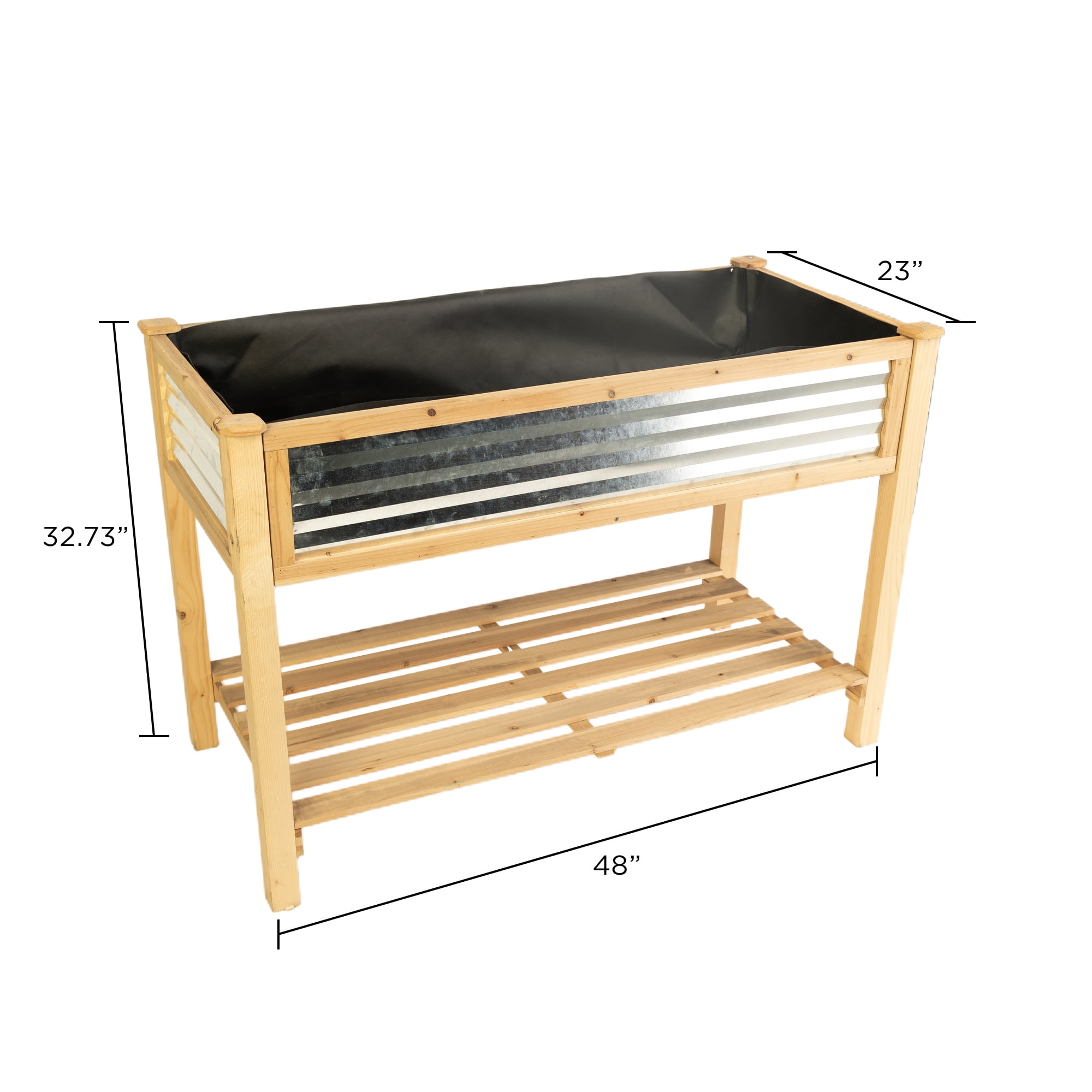 Panacea Outdoor Raised Garden Bed Cedar and Galvanized Steel 48" x 22" x 33"