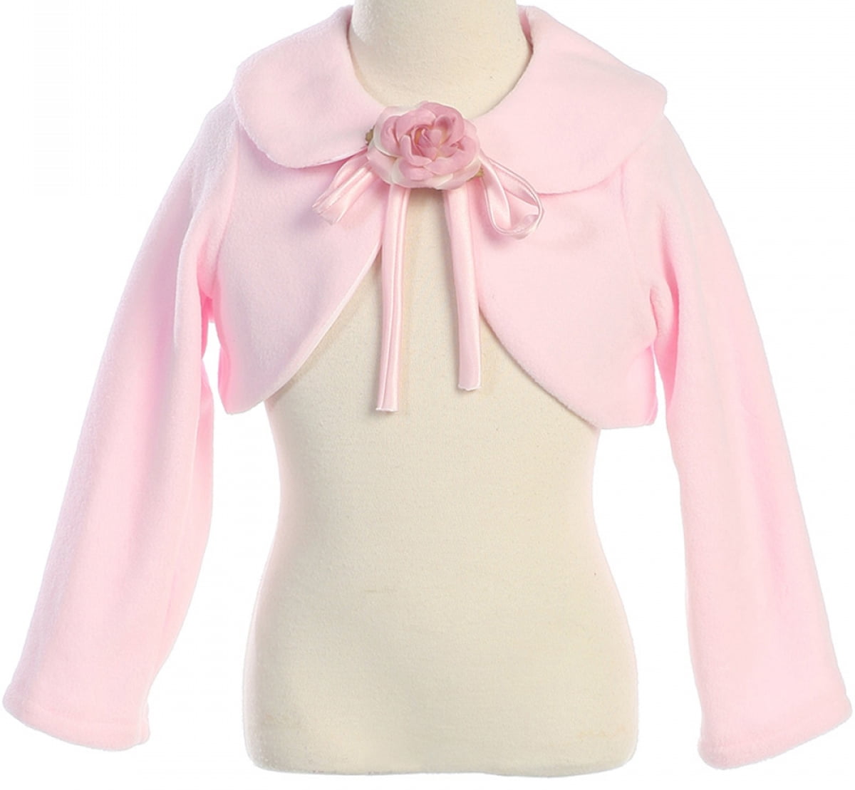 Little Girls Long Sleeve Fleece Party Flower Girl Bolero Jacket Cover