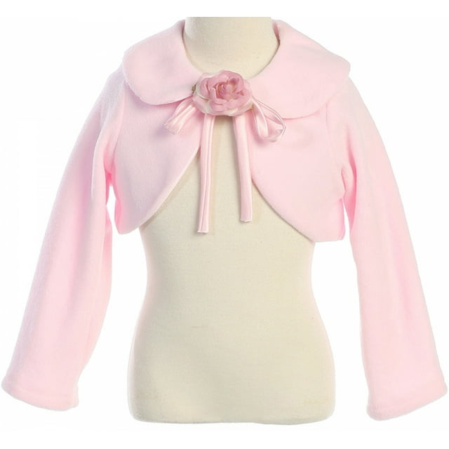 Little Girls Long Sleeve Fleece Party Flower Girl Bolero Jacket Cover