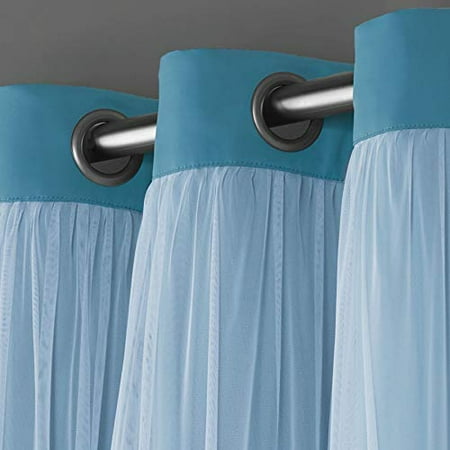 Exclusive Home Curtains Catarina Layered Solid Blackout And Sheer Window Curtain Panel Pair With Grommet Top 52x84 Turquoise 2 Count Canada Sheer Window Curtain Panel Pair, Exclusive Home Curtains Catarina Layered Solid