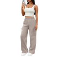 thumbnail image 4 of Womens Sweatpants Wide Leg Cargo Barrel Baggy Pants Joggers Clothes Work Travel Outfits White XL, 4 of 4