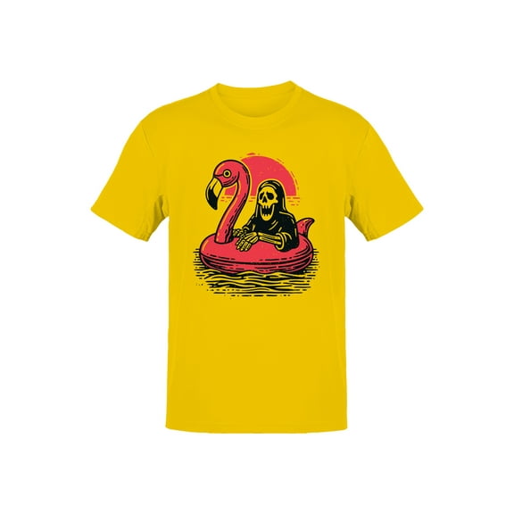Grim Reaper on Flamingo Float Men's T-shirt