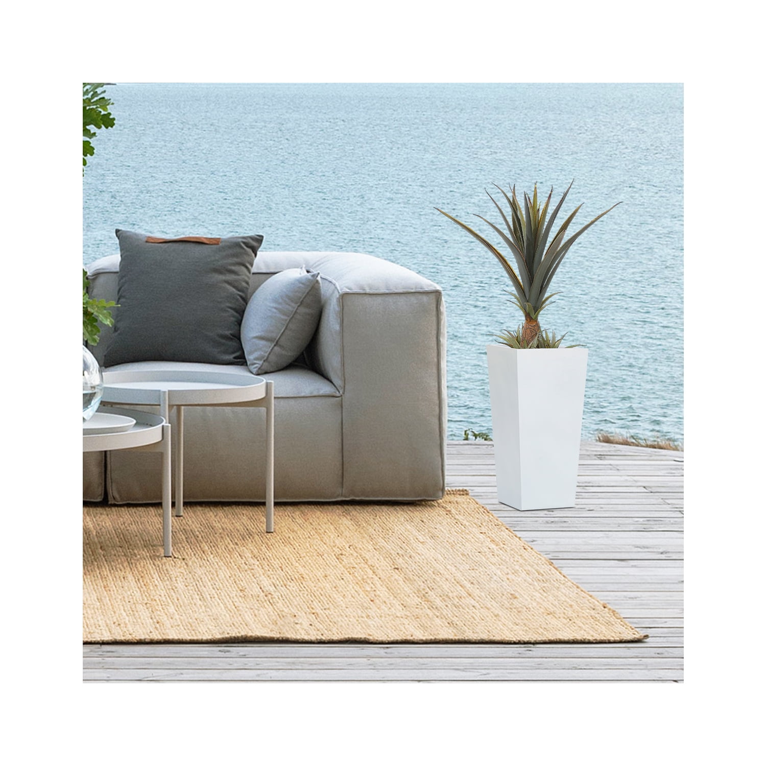 LuxenHome White MgO 18.5in. H Tall Tapered Planter