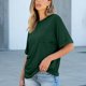 thumbnail image 4 of Tops de trabajo para mujer,Blusa informal de manga corta para mujer, cuello redondo, bolsillo, mezcla de poliéster y elastano, ajuste suave y cómodo, ideal para uso diario en casa, sopatenor, 4 of 8