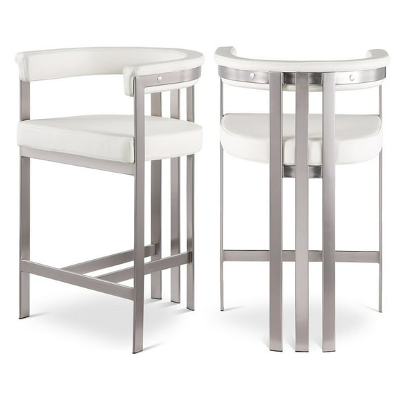 Meridian Furniture Marcello Cream Vegan Leather Counter Stool (Set of 2)