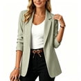 thumbnail image 3 of Women's Lightweight Blazer Open Front Textured Blazer Jacket Long Sleeve Work office Suit Coat with Pocket Fall Casual Outerwear Beige, 3 of 6
