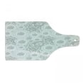 thumbnail image 1 of Grey Cutting Board, Shabby Form Medieval Slavic Monochrome Rose Petals Florets Fragrance Work of Art, Decorative Tempered Glass Cutting and Serving Board, Wine Bottle Shape, White, by Ambesonne, 1 of 1
