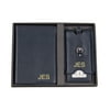 Personalized Navy Leather Passport Holder & Luggage Tag Set
