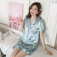 thumbnail image 1 of Summer Cardigan Double Short Printed Set Ice Silk Thin Home Clothes Pajamas, 1 of 6