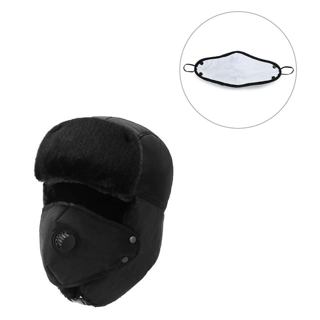 Qarigey Deportes al aire libre Gorra a prueba de viento Sombrero cálido Esquí Ciclismo Senderismo Gorra de invierno con cubierta facial Sombreros negro