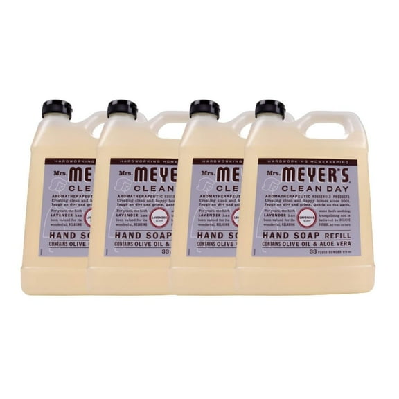 Mrs. Meyer's Clean Day Hand Soap Liquid, Lavender, 33 fl oz (4 pack) (Bundle)