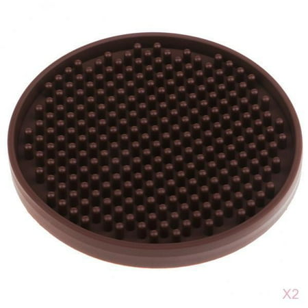 

2Pcs Cup Pad Mat Brown Round Silic Soft Coaster Fits of Drinking Glasses