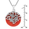 thumbnail image 4 of Daisy Vines Adorned Synthetic Coral Disc Sterling Silver Necklace, 4 of 6