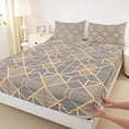 thumbnail image 3 of Homewish Grey Gold Triangle Twin Sheet Sets for Adult, Chic Minimalst Minimalism Twin Fitted Sheet, Abstract Stripes Flat Sheet, Microfiber Bedroom Decor, 3-Piece, 3 of 7