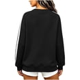 thumbnail image 5 of NominalSnug Womens Fleece Lined Crew Neck Sweatshirts Long Sleeve Stripe Pullover Tops Loose Fit Fall Outfits, 5 of 8