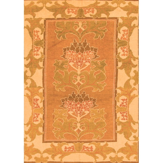 Ahgly Company Indoor Rectangle Abstract Orange Modern Area Rugs, 7' x 9'