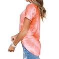 thumbnail image 5 of Xuanfei Women Tie-Dyed Print Gradient V Neck Short Sleeve Leisure T-Shirt, 5 of 6