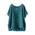 thumbnail image 5 of YOUYEDIAN Cotton Linen Tops for Girls Oversized Summer Boho Short Sleeve T Shirts Teen Kids Plain Loose Lightweight Beach Blouse (Dark Green, 8-9 Years), 5 of 5