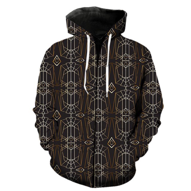 Sudadera con capucha y cremallera para hombre, con estampado geométrico abstracto, de gran tamaño y divertida, de manga larga, con estampado 3D, ideal para ir de calle, gran oferta 2024