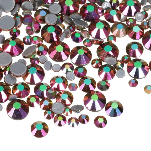 400 Pcs Hotfix Rhinestones Flatback Crystal Glass Gems with Clear Bag Nail Art Kit for Crafts Clothes DIY Decoration 5 Sizes (SS6-SS20 Set, Rainbow Rose Gold)