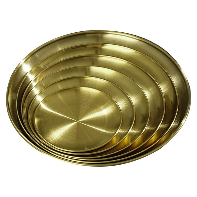Huayishang Vaisselle Assiette en Acier Inoxydable 6 Tailles Assiettes en Métal Polies Résistantes Ensemble de Plats Ronds en Métal pour Maison Cuisine Plein Air Camping Collation Steak Pizza et BBQ Ensemble de 6