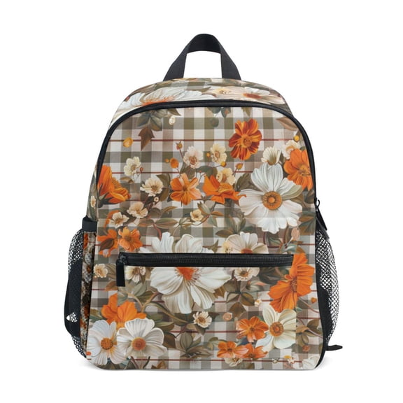 FORMRS Kids School Backpack with Front Zippered Pocket 12" Student Travel Daypack, Rustic Floral