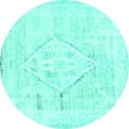 thumbnail image 1 of Ahgly Company Indoor Round Persian Turquoise Blue Traditional Area Rugs, 8' Round, 1 of 4