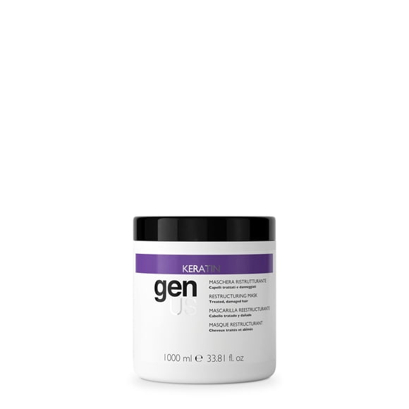 Mascarilla reestructurante de queratina Genus - Enriquecida con proteínas de seda, caviar y colágeno que otorga brillo y fuerza Control del encrespamiento Adecuado para tipos de cabello tratados y dañ