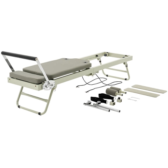 Foldable Pilates Reformer for Home Use - Dual Spring & Cord Resistance Machine, Supports 400 LBS - for All Levels (Beginner to Advanced)