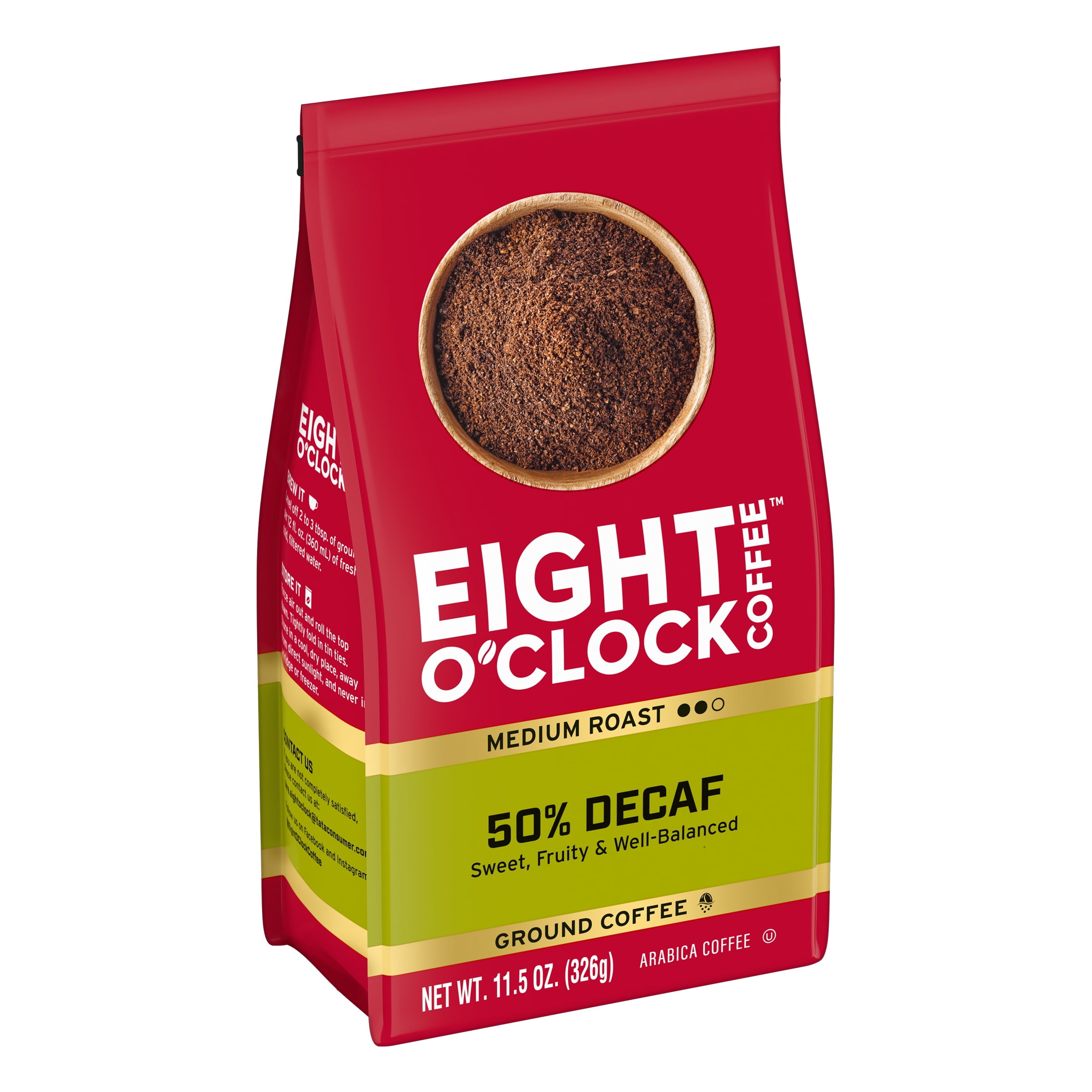 Eight O'Clock 50% Decaf, Medium Roast, Ground Coffee, 11.5oz