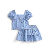 Minnie and Friends Toddler Girls Allover Print Puff Sleeve Top and Matching Skirt Set, 2-Piece, Sizes 12M-5T