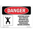 thumbnail image 1 of SignMission OS-DS-A-1218-L-1643 12 x 18 Po Signe de Danger OSHA - Espace Confiné Peut Contenir du Méthane, 1 of 1