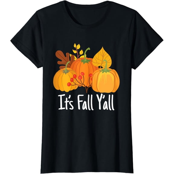 Its Fall Yall Lazy Halloween Costume Thanksgiving Pumpkin T-Shirt