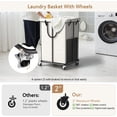 thumbnail image 6 of 40 Gal Large Laundry Hamper with Lid, Rolling Laundry Basket with Wheels, Oxford Fabric Dirty Clothes Hampers with Removable Laundry Bag & Metal Frame for Bedroom, Laundry Room, Bathroom, Dorm(White), 6 of 12
