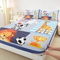 thumbnail image 3 of Homewish Kawaii Zoo Animal Bed Sheets for Kids, Lion Zebra Giraffe King Sheets, Cartoon Patchwork Sheet Set, Ultra Soft Bedroom Decor, 4pcs, 3 of 7