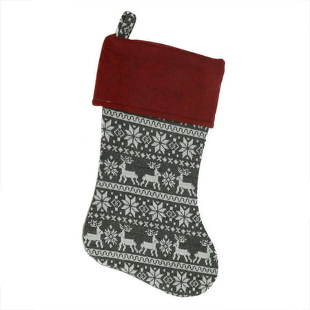 19 festive grey white and red snowflakes reindeer knit christmas stocking - White Knit Christmas Stockings 19 festive grey white and red snowflakes reindeer knit christmas stocking - White Knit Christmas Stockings