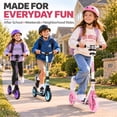 thumbnail image 2 of UPGO Kick Scooter for Kids & Teens Ages 6+, 8-Inch Wheels, Foldable, 4-Level Adjustable Handlebar, Front Suspension, 240 lb Capacity, Pink, 2 of 10