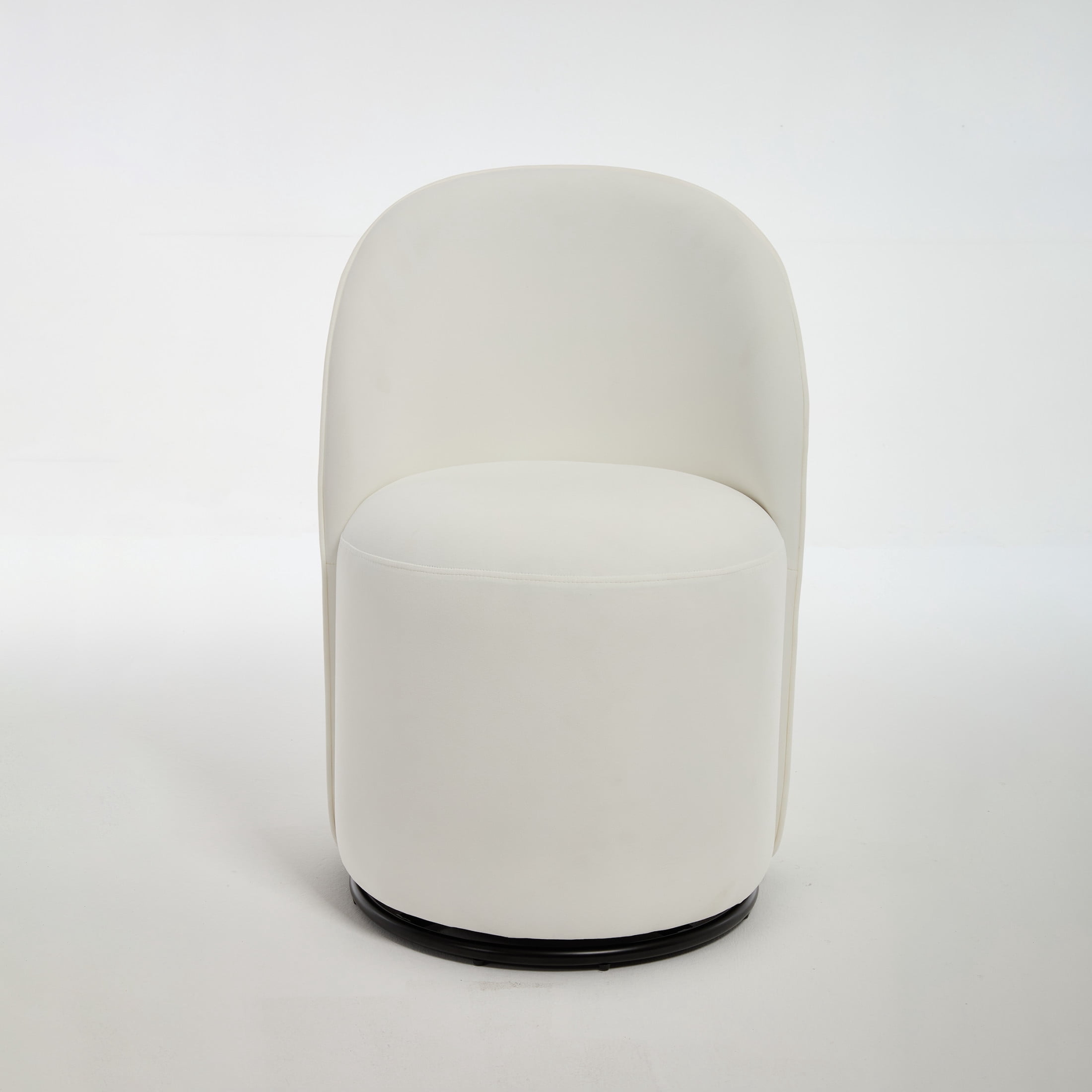 Noble House Mid Century Modern Velvet Swivel Barrel Dining Chair, Set of 1, Cream