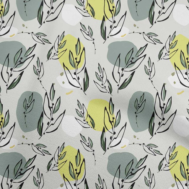 oneOone Rayon Dusty Green Fabric Leaves Sewing Craft Projects Fabric Prints By Yard 56 Inch Wide