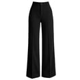 thumbnail image 6 of Women's Knit High Waist Wide Leg Trousers, Front Button Zipper Pocket Commute Office Pants, Breathable Casual Bottoms for Daily Workplace | TruHer,Black L, 6 of 8