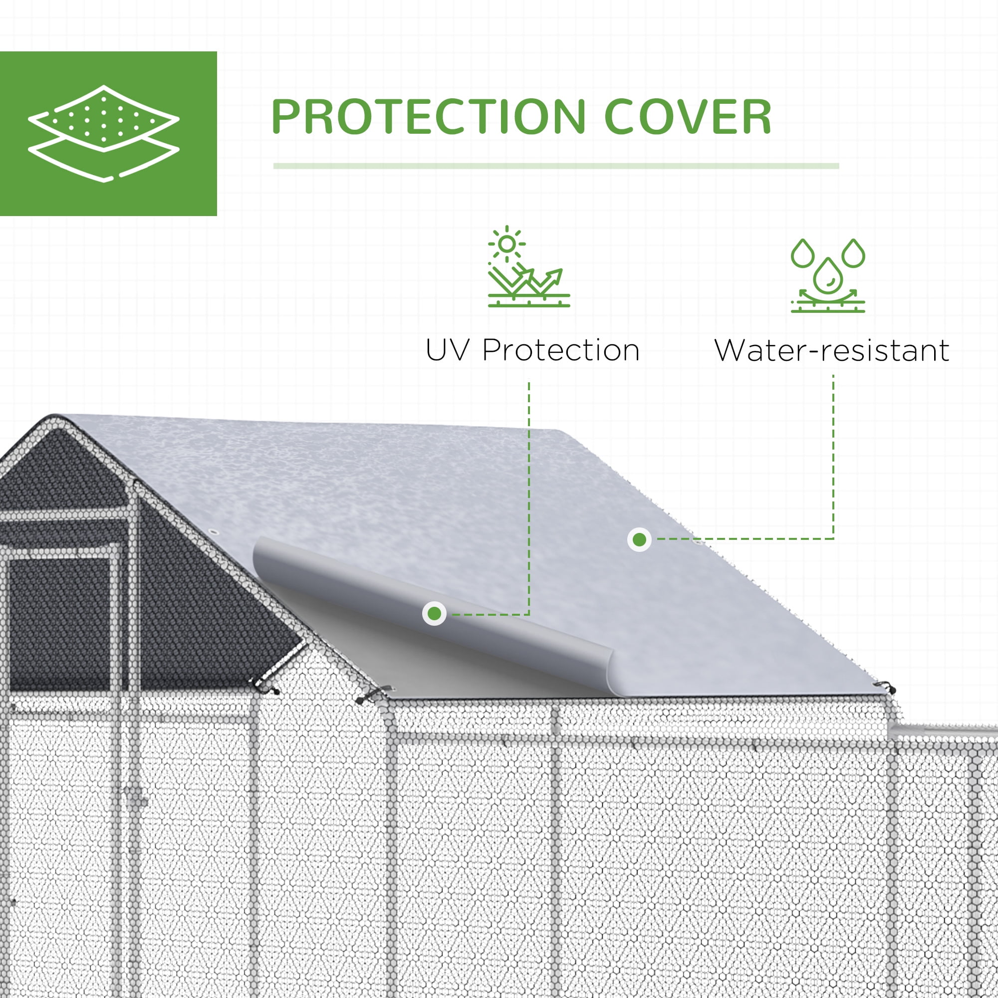 Large Metal Chicken Coop Chicken Run for Chicken, Ducks and Rabbits with Waterproof and Anti-UV Cover, Walk-in Poultry Cage Hen House for Outdoor and Yard Farm Use, 23' x 6.6' x 6.4'