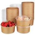 thumbnail image 1 of 50 tazones para ensalada desechables grandes con tapa para llevar, tazones de papel para almuerzos y recipientes con tapa, 1 of 7