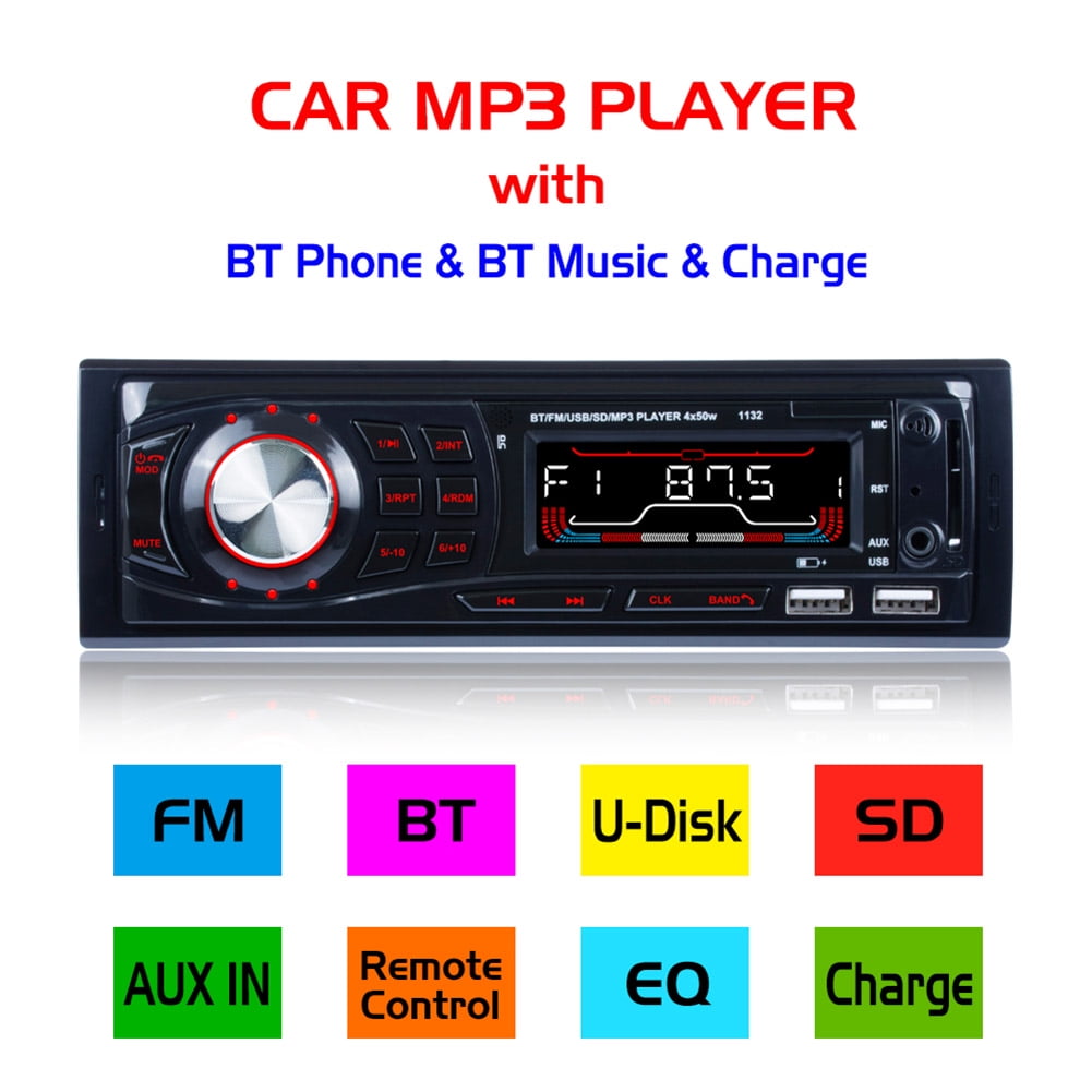 Car Radio FM Bluetooth Remote Control 2xUsb SD Aux-In Mp3 1DIN Equalizer XOMAX 